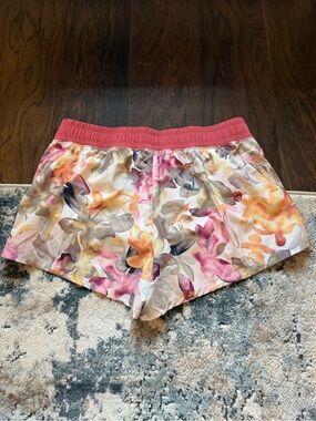 GAP Floral Watercolor Athletic Shorts in Pink, Orange, Yellow, Gray